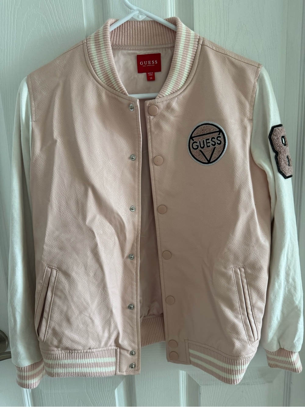 GUESS Cream & White Girls Varsity Jacket